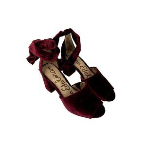 Sam Edelman Odele Heeled Sandal Velvet Cranberry 6
